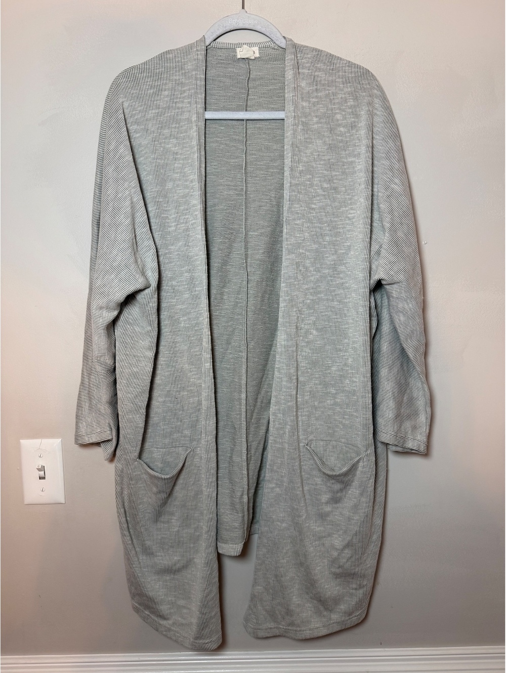 DONNI x Anthropologie Women's Open Front Gray Ribbed Duster Cardigan, One Size
